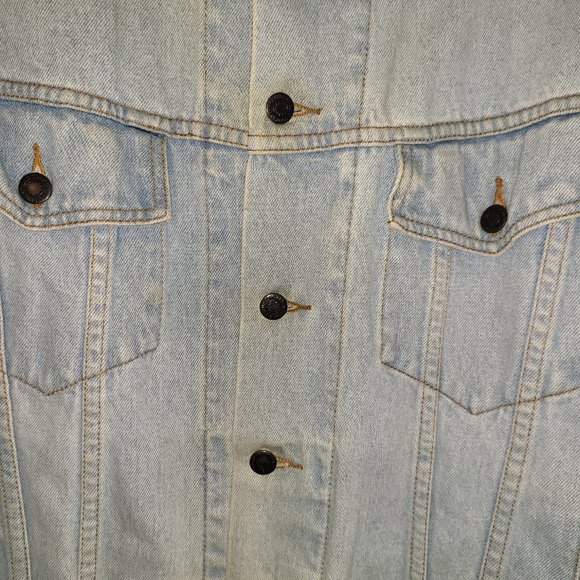 Vintage North West Blue Jean Jacket LARGE Button Down Light Faded Distressed F1 - Picture 6 of 8
